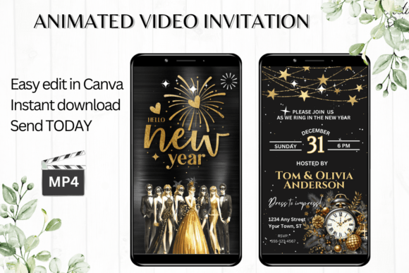 Celebrate with Style: The Animated New Years Party Invititation