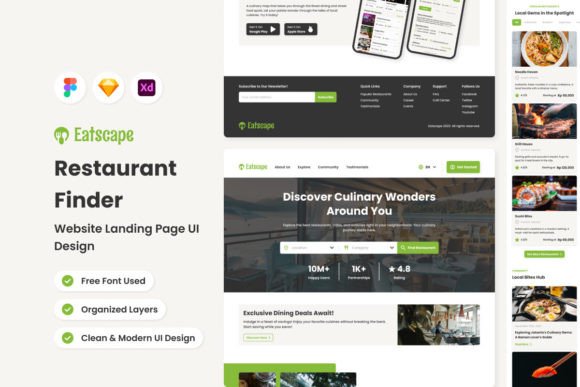 Eatscape Mobile App Landing: A Seamless Culinary Experience