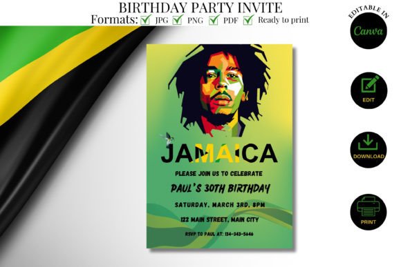 Jamaican Themed Birthday Party Invite: Vibrant Design for Your Celebration