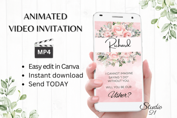 Pink Roses Usher Proposal W3277U: A Script for Digital Invitations