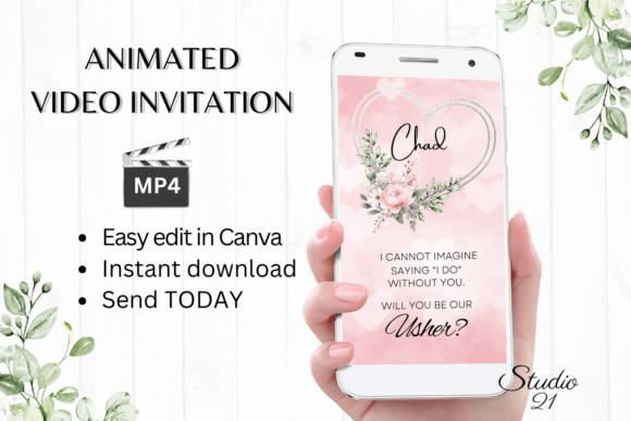 Pink Roses Usher Proposal W3279U: An Animated Invitation Template