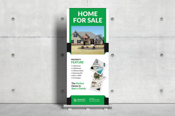 Real Estate Roll-Up Banner Signage: A Designer's Template for Impact