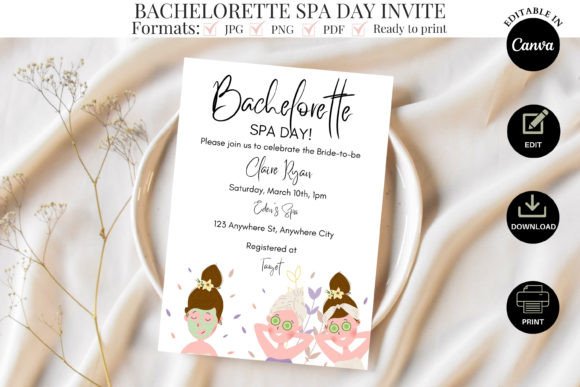 Spa Day Invite Template: Elegant Bridal Shower Design
