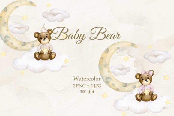 Teddy Bear.Boy, Girl.Watercolor.PNG JPG: Adorable Illustrations for Creative Projects