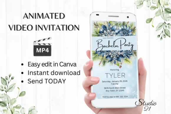 Winter Bachelor Party Invite W5256: A Modern Digital Evite Solution