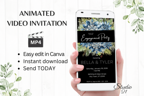 Winter Engagement Party Invite W1257: Instant Digital Invitations
