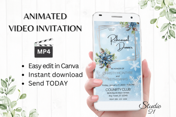 Winter Rehearsal Dinner Invite W7252: A Digital Design Breakdown