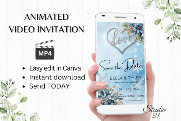 Winter Save the Date Announcement W2250: A Modern Digital Evite Solution