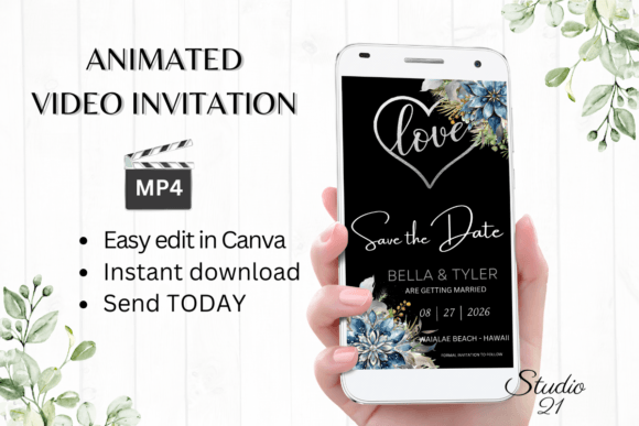 Winter Save the Date Announcement W2251: A Digital Invitation Template for Modern Celebrations