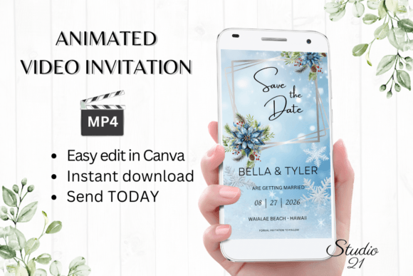 Winter Save the Date Announcement W2252: Your Animated Invitation Solution